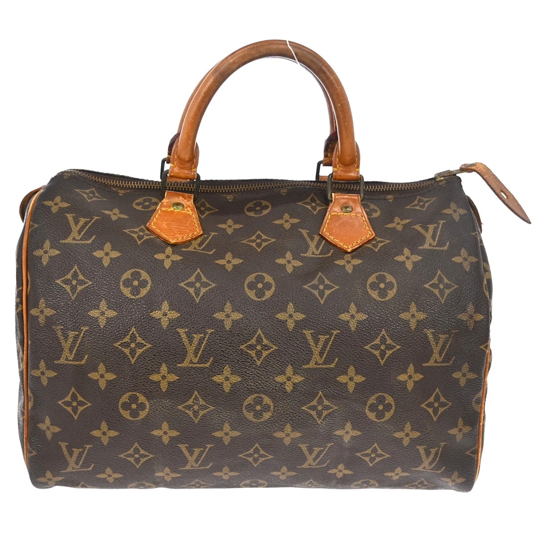Louis Vuitton Speedy 30 Monogram Canvas Satchel M41526 France: Louis Vuitton Speedy 30 Monogram Canvas Satchel M41526 France Vintage Louis Vuitton Speedy 30 handbag in Monogram canvas with leather double handles and a zip closure. This satchel-style top handle ba