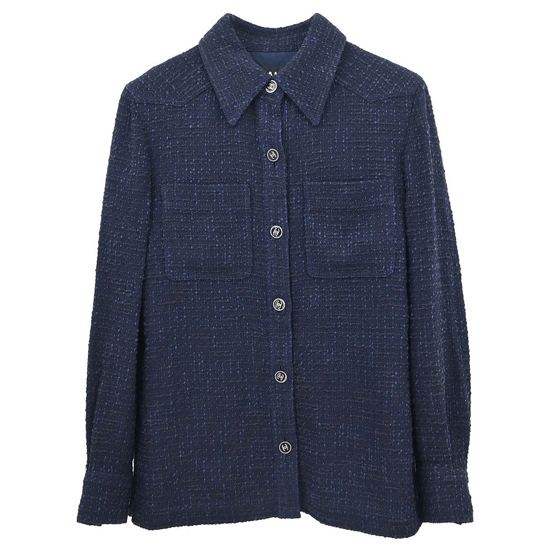 CHANEL 01P Navy Tweed Women's Jacket Size 36 France (1 of 15)