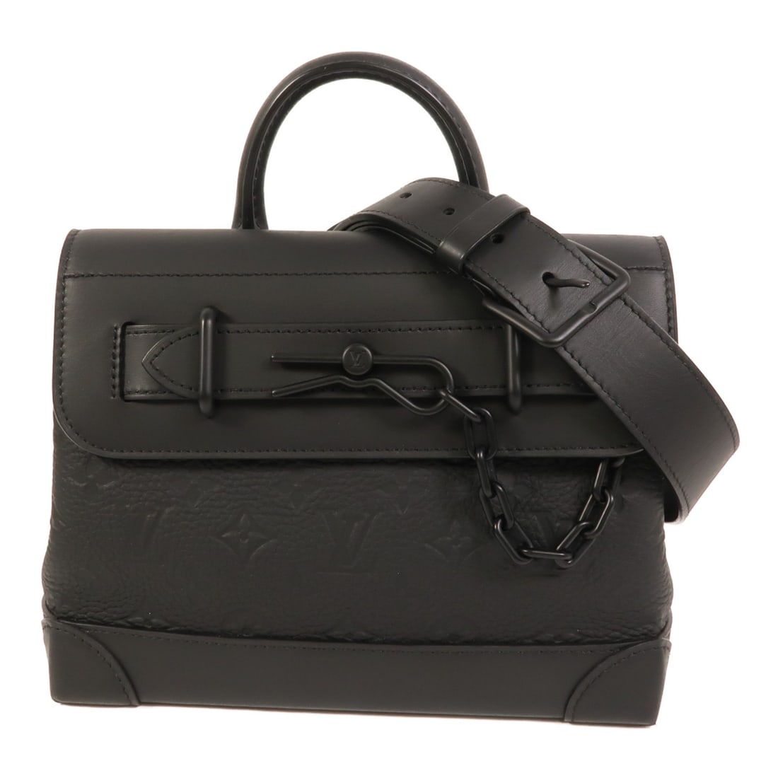 Louis Vuitton Steamer PM Black Monogram Taurillon 2 Way Shoulder Bag: Louis Vuitton Steamer PM Black Monogram Taurillon 2 Way Shoulder Bag A Louis Vuitton Steamer PM 2-way shoulder bag in black, crafted from Monogram / Taurillon Clemence leather and calfskin (cowhide). 