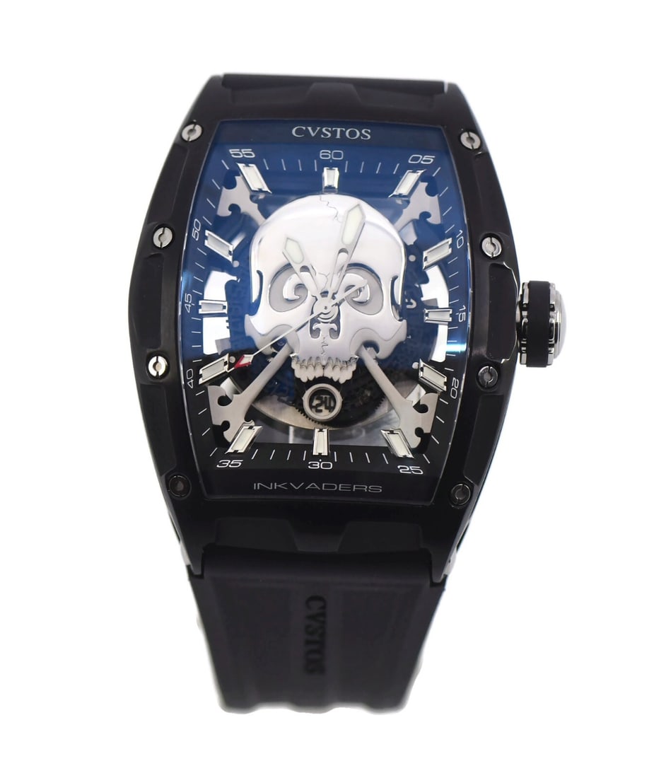 Cvstos Inkvaders Skull Limited Edition 45mm Stainless Steel Watch: Cvstos Inkvaders Skull Limited Edition 45mm Stainless Steel Watch Discover the Cvstos Inkvaders Skull Stainless Steel Watch, a striking wristwatch that combines innovative design with high-quality cra