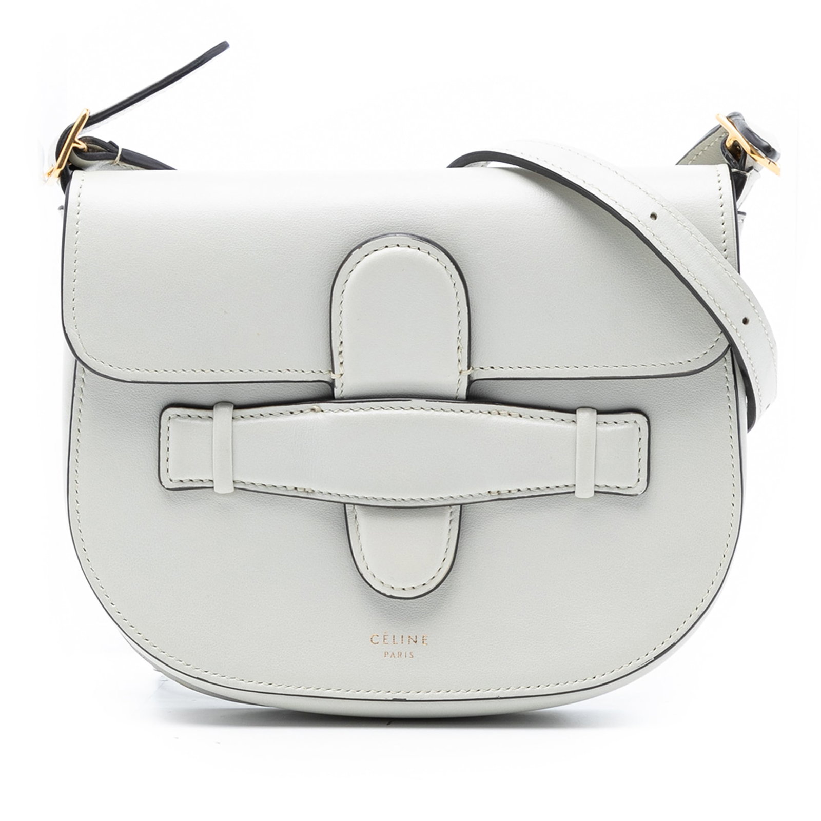 Celine Symmetrical Mini Convertible Gray Calf Leather Shoulder Bag: Celine Symmetrical Mini Convertible Gray Calf Leather Shoulder Bag This Celine Mini Smooth Calfskin Symmetrical Convertible Bag features a calf leather body in gray, a flat adjustable leather strap, a
