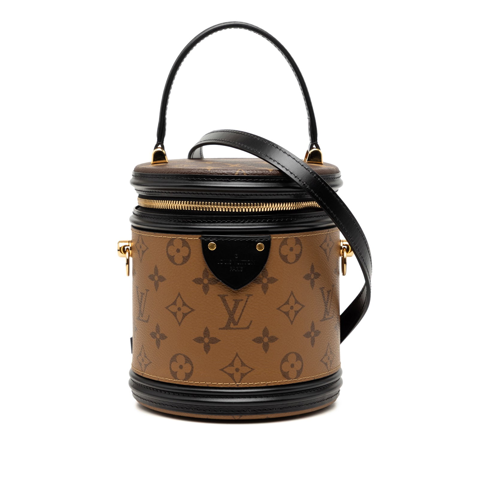 Louis Vuitton Cannes Vanity Case in Monogram Reverse Canvas: Louis Vuitton Cannes Vanity Case in Monogram Reverse Canvas Louis Vuitton Monogram Reverse Cannes vanity case in brown monogram canvas with leather trim. It features a flat leather top handle, an adju