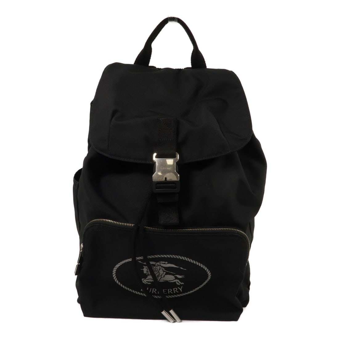Burberry Orkney Nylon Flap Backpack in Black: Burberry Orkney Nylon Flap Backpack in Black A black nylon Burberry Orkney Flap Backpack with a flap closure and practical pocket layout. The bag is described in reasonable worn condition and comes wi