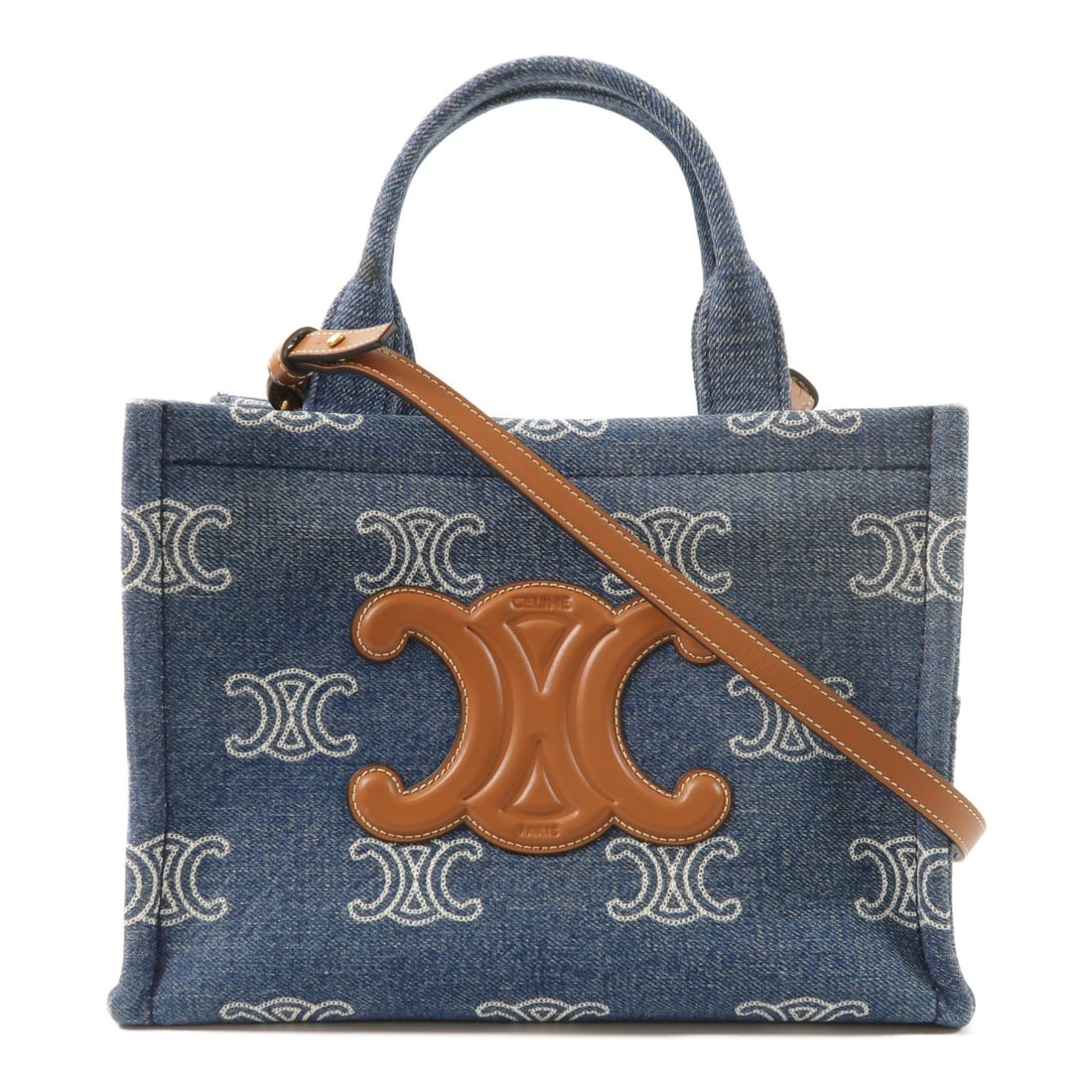 CELINE Small Cabas Thais Denim 2 Way Shoulder Bag Blue: CELINE Small Cabas Thais Denim 2 Way Shoulder Bag Blue CELINE Small Cabas Thais 2-way shoulder bag in blue denim with a matching blue frame color. Designed for women, this bag is made in Italy and com
