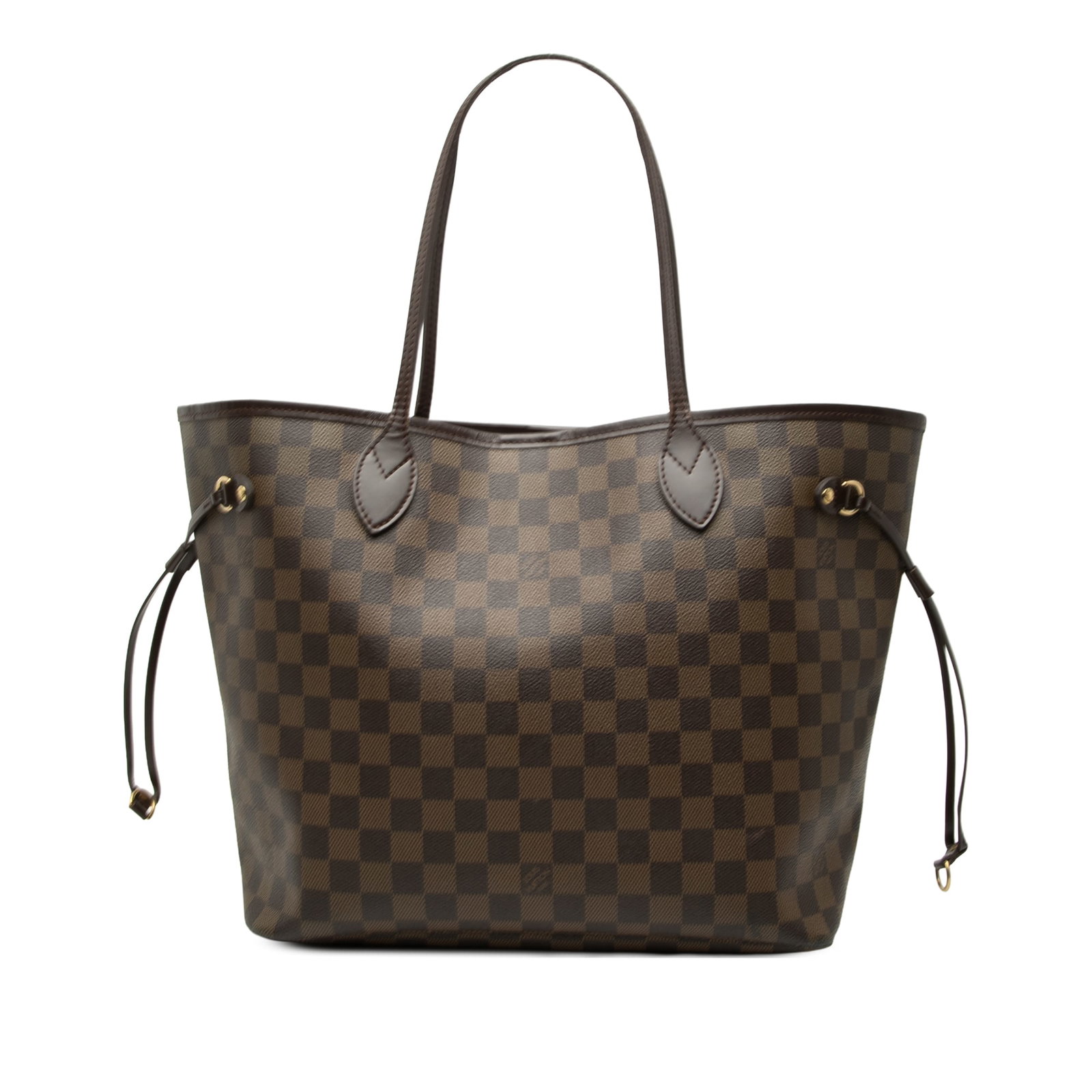 Louis Vuitton Neverfull MM Damier Ebene Tote Bag: Louis Vuitton Neverfull MM Damier Ebene Tote Bag This Louis Vuitton Damier Ebene Neverfull MM features a durable damier ebene canvas body with leather trim, flat leather shoulder straps, an open top w