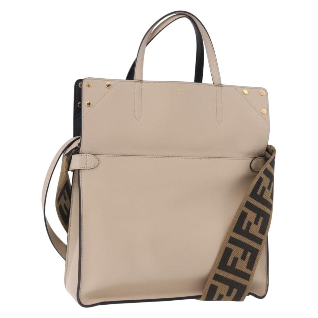 FENDI Leather 3 Way Tote Bag Navy with Shoulder Strap: FENDI Leather 3 Way Tote Bag Navy with Shoulder Strap Fendi Flip tote bag in navy leather with gold-tone accents. This 3-way women's bag includes a dust bag and shoulder strap. Condition is AB / very 