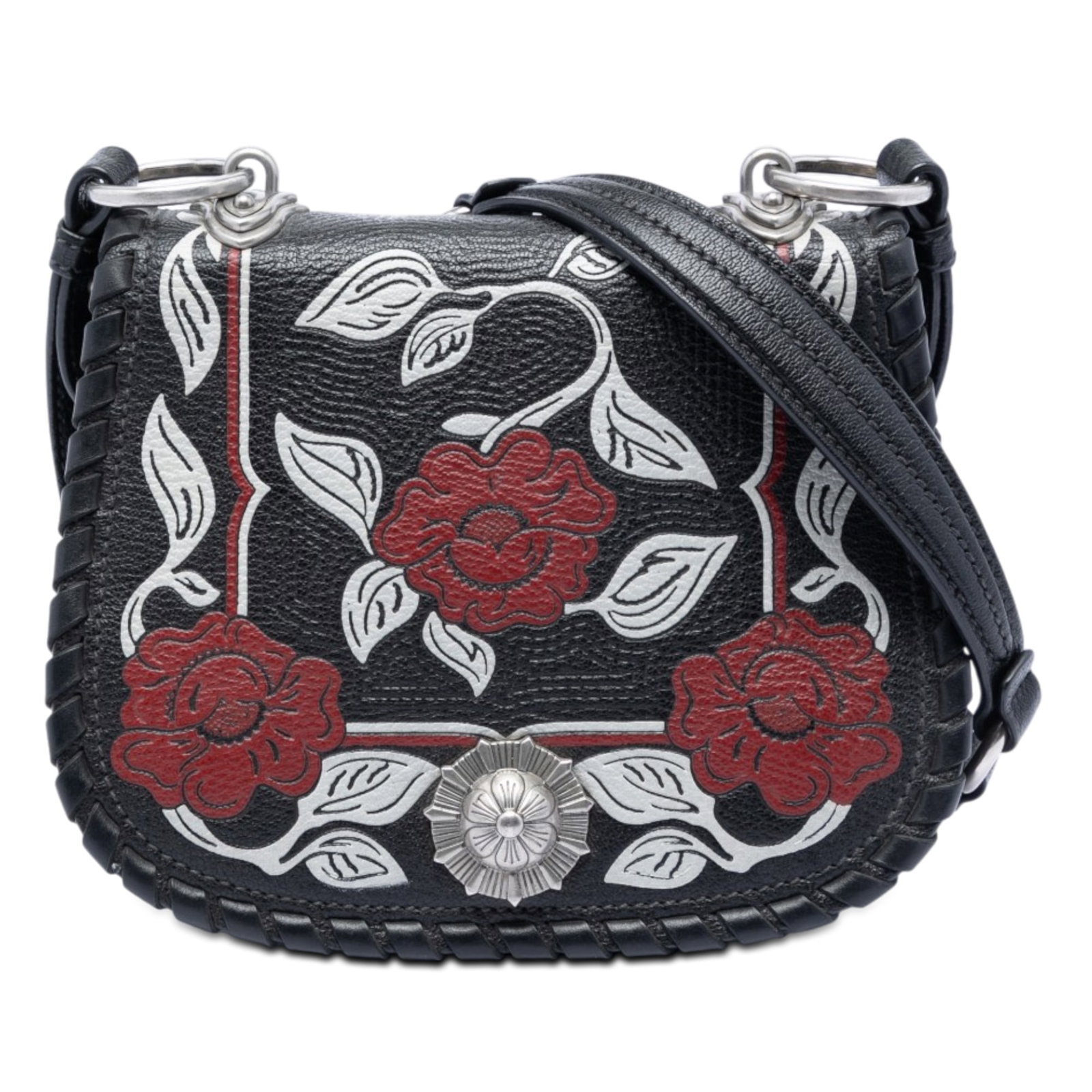 Miu Miu Madras Floral Embossed Goatskin Leather Crossbody Bag (1 of 6)