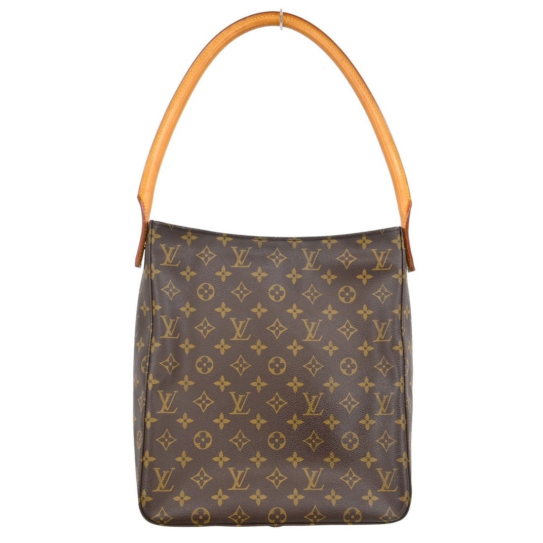Louis Vuitton Looping GM Monogram Shoulder Bag M51145 Brown Leather: Louis Vuitton Looping GM Monogram Shoulder Bag M51145 Brown Leather Vintage Louis Vuitton Looping GM shoulder bag in Monogram canvas with leather trim and a beige leather strap. This women's shoulder 