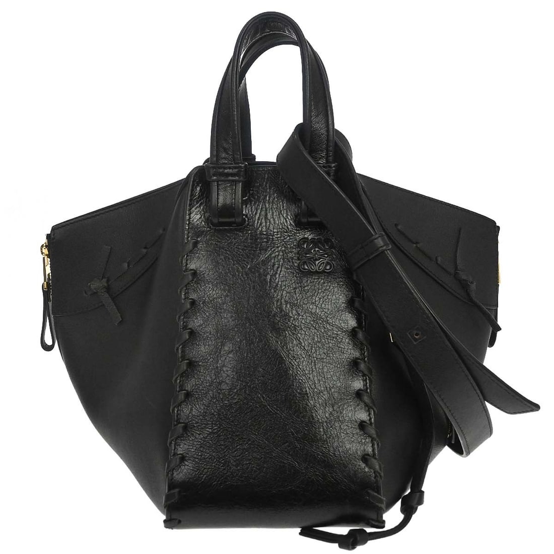 Loewe Hammock Medium Black Leather 2 Way Tote Bag with Strap (1 of 18)