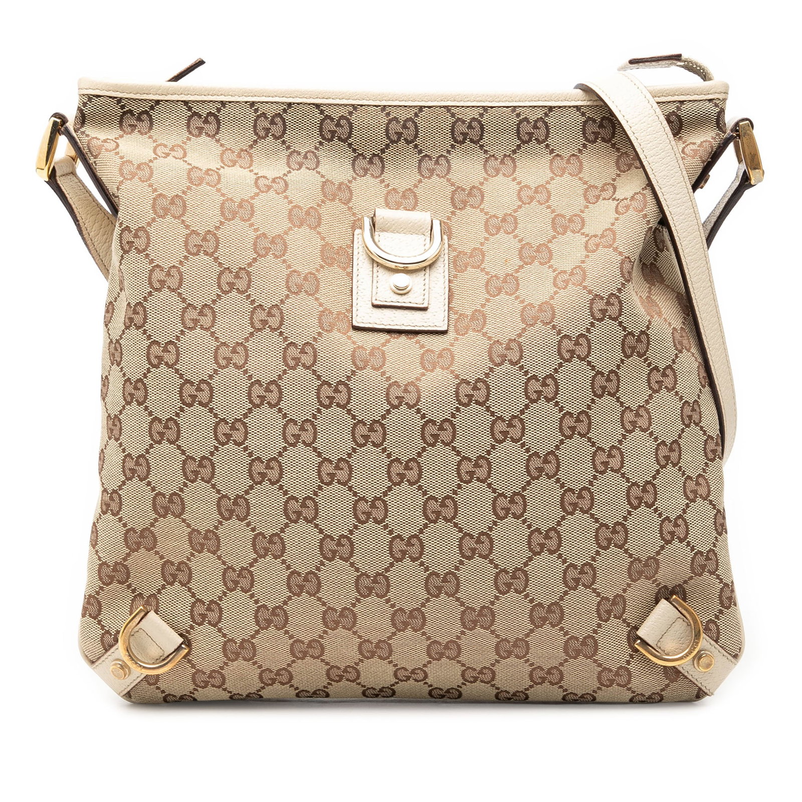 Gucci Abbey D Ring GG Canvas Crossbody Bag Beige: Gucci Abbey D Ring GG Canvas Crossbody Bag Beige Gucci Abbey D Ring crossbody bag in beige GG canvas with leather trim. This crossbody design features an adjustable flat leather strap, top zip closure