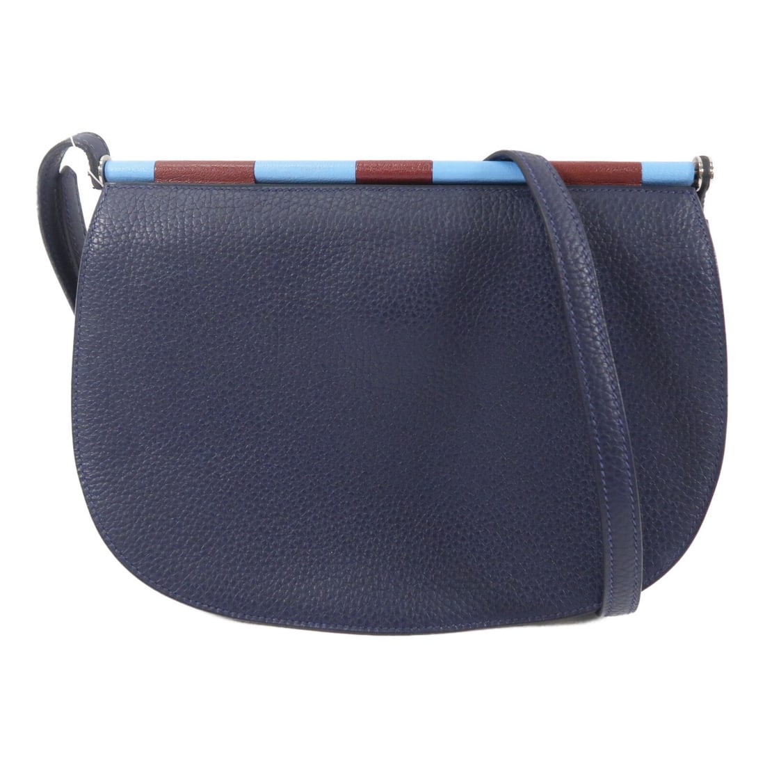 Hermes Sac Saut 25 Taurillon Clemence Shoulder Bag Bleu Nuit PHW: Hermes Sac Saut 25 Taurillon Clemence Shoulder Bag Bleu Nuit PHW Hermes PHW Sac Saut 25 shoulder bag in Bleu Nuit, made from Taurillon Clemence leather and calfskin (cowhide). It features a flap closu