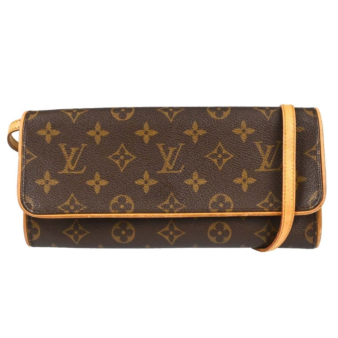 Louis Vuitton Twin GM Monogram Crossbody Shoulder Bag M51852: Louis Vuitton Twin GM Monogram Crossbody Shoulder Bag M51852 Louis Vuitton Pochette Twin GM crossbody shoulder bag in Monogram canvas and leather. This vintage bag shows visible wear, including scuffs