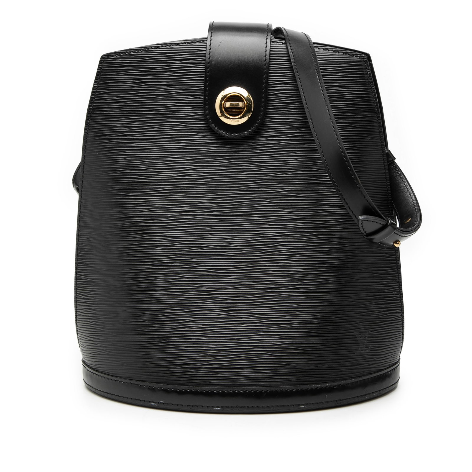 Black Epi Leather Cluny Shoulder Bag by Louis Vuitton: Black Epi Leather Cluny Shoulder Bag by Louis Vuitton The Louis Vuitton Epi Cluny features a black epi leather body with an adjustable shoulder strap and a top strap secured by a twist lock closure. T
