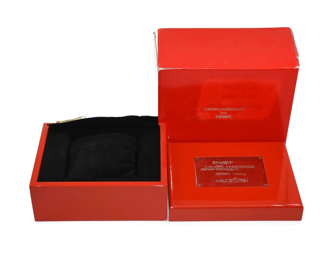 Authentic Girard Perregaux Ferrari Watch Presentation Box 8x6x4: Authentic Girard Perregaux Ferrari Watch Presentation Box 8x6x4 This Girard Perregaux Ferrari Watch Box is an elegant presentation box designed for a single watch. The box measures 8 x 6 x 4 inches an