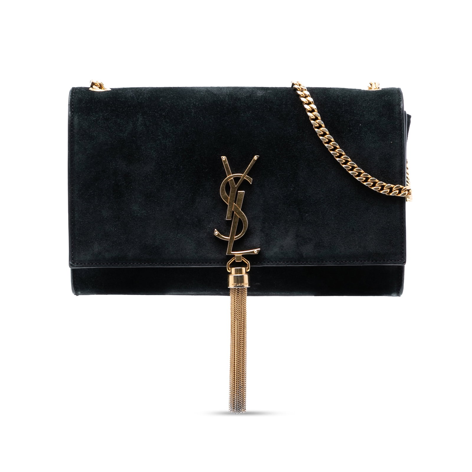 Saint Laurent Kate suede crossbody bag medium monogram tassel: Saint Laurent Kate suede crossbody bag medium monogram tassel This Saint Laurent Medium Suede Monogram Kate Tassel Crossbody features a black suede leather body with a signature monogrammed front, a c