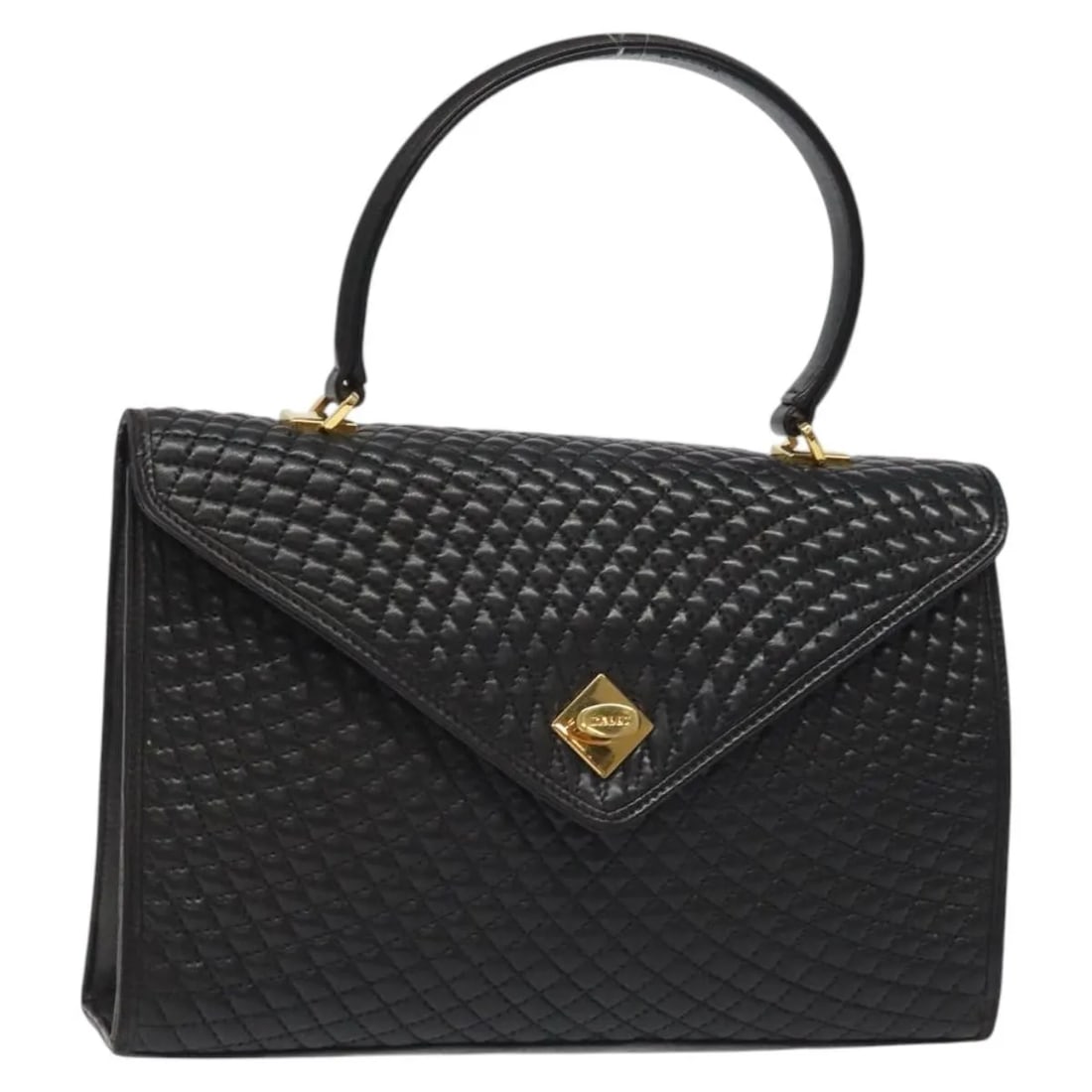 Bally Vintage Black Leather Quilted Handbag Italy: Bally Vintage Black Leather Quilted Handbag Italy Vintage Bally quilted leather bag in black. This women's bag is made in Italy and remains in good vintage condition with honest wear. Noted condition 