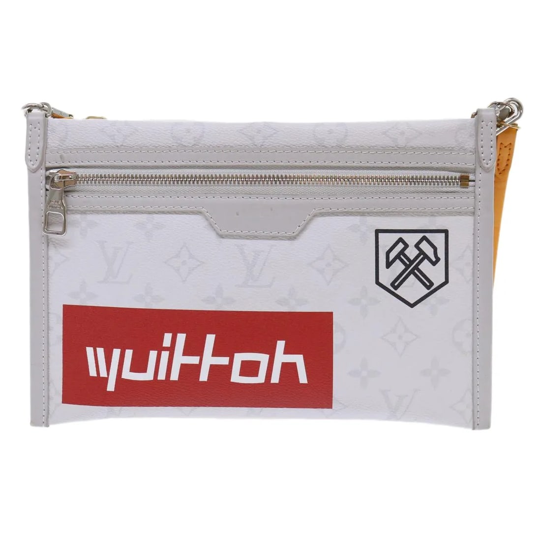 Limited Edition Louis Vuitton Double Flat Messenger Canvas and Denim Bag: Limited Edition Louis Vuitton Double Flat Messenger Canvas and Denim Bag This Louis Vuitton Double Flat Messenger Bag is a limited edition piece featuring the Logo Story Monogram design crafted in mul