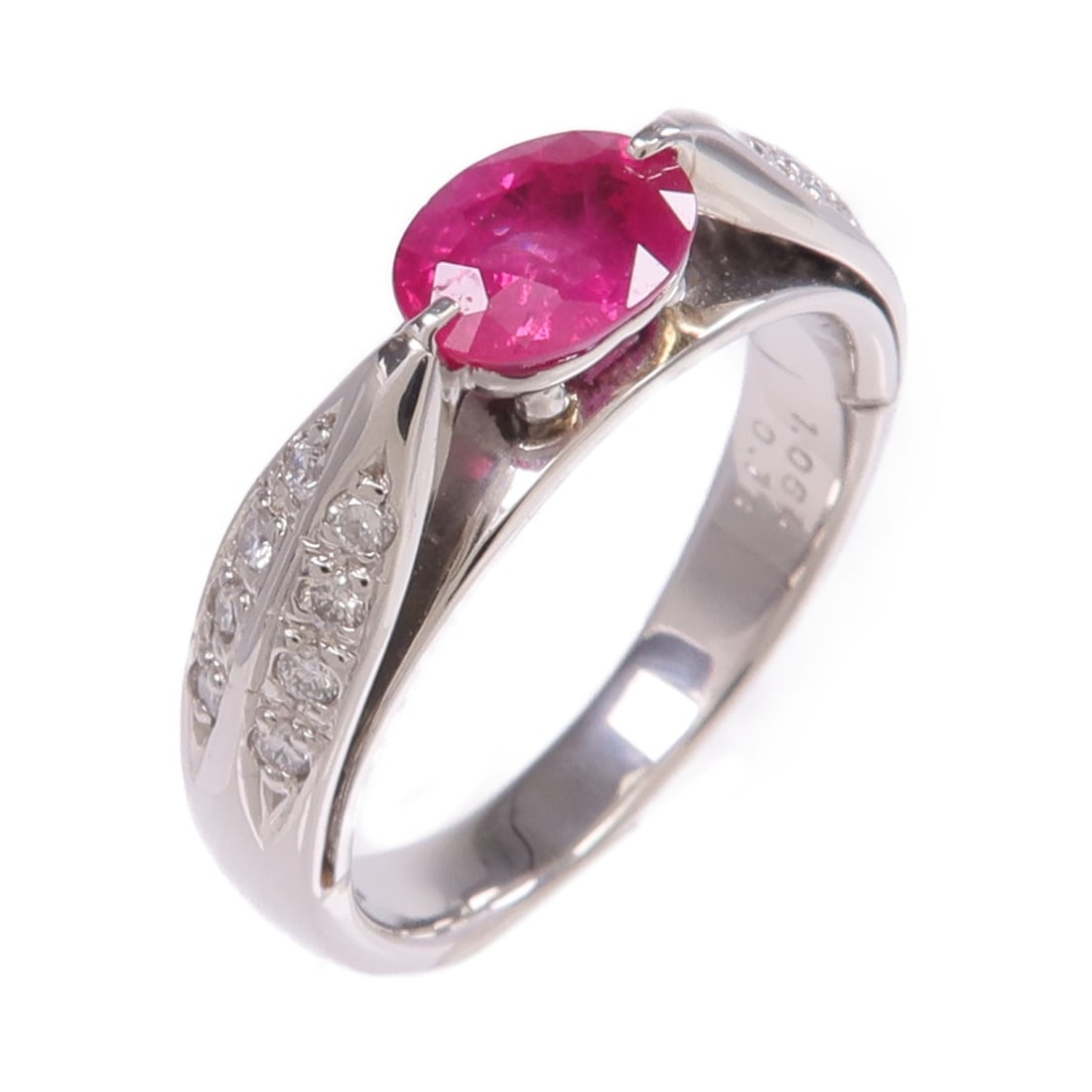 Pt900 Platinum Ruby Diamond Ring US 6 1.068ct Ruby (1 of 10)