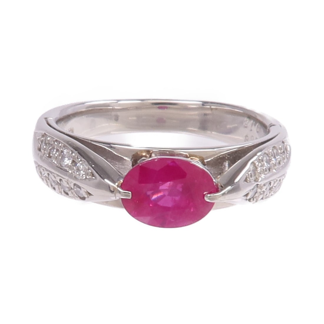 Pt900 Platinum Ruby Diamond Ring US 6 1.068ct Ruby - 2