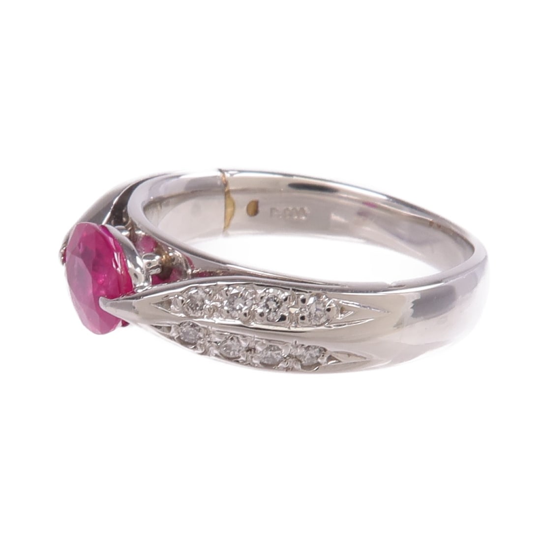 Pt900 Platinum Ruby Diamond Ring US 6 1.068ct Ruby - 3