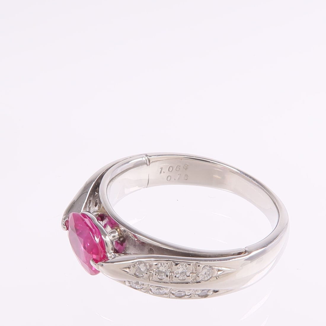 Pt900 Platinum Ruby Diamond Ring US 6 1.068ct Ruby - 5
