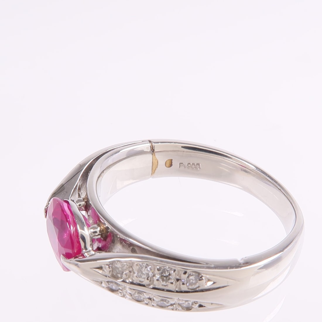 Pt900 Platinum Ruby Diamond Ring US 6 1.068ct Ruby - 6