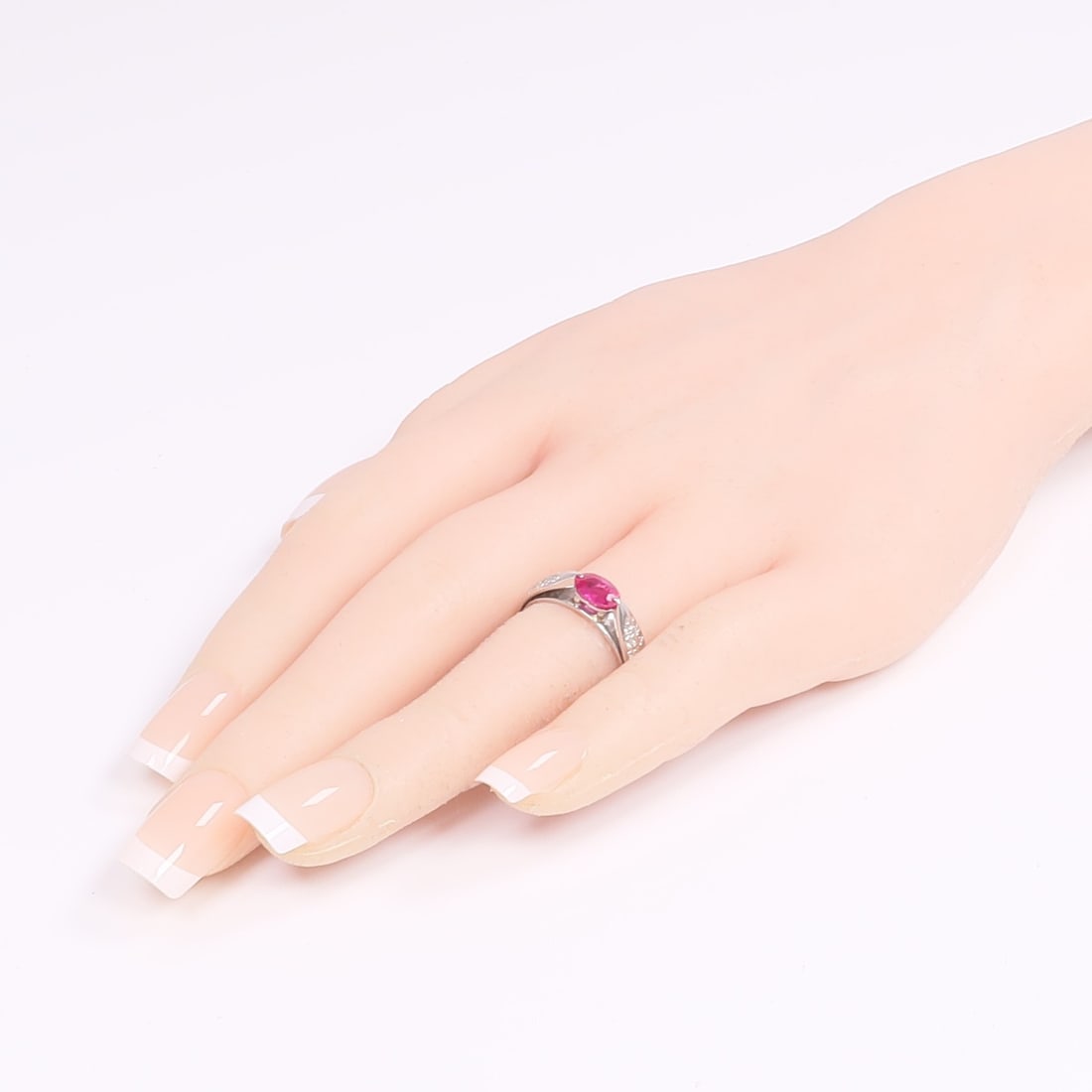 Pt900 Platinum Ruby Diamond Ring US 6 1.068ct Ruby - 9