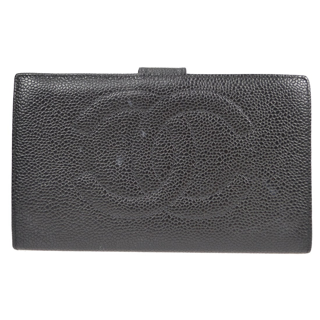 Chanel CC Caviar Skin Leather Long Bifold Wallet Black: Chanel CC Caviar Skin Leather Long Bifold Wallet Black Long bifold wallet in black caviar skin leather with a CC pattern. Made in France, this women's wallet features an interior with one coin purse,