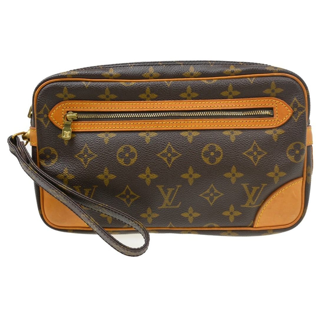 Louis Vuitton Marly Dragonne GM Monogram Leather Clutch M51825: Louis Vuitton Marly Dragonne GM Monogram Leather Clutch M51825 Vintage Louis Vuitton Marly Dragonne GM clutch bag in brown Monogram canvas with leather trim. This unisex clutch features a zipper pocke