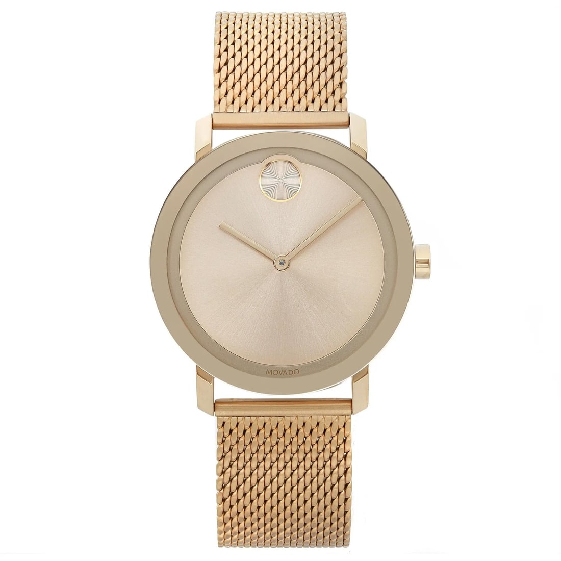Movado Bold Evolution 40mm Gold Tone Quartz Watch with Gold Sunburst Dial: Movado Bold Evolution 40mm Gold Tone Quartz Watch with Gold Sunburst Dial Discover the sophistication of the Movado Bold Evolution wristwatch, a perfect blend of style and functionality. This casual t