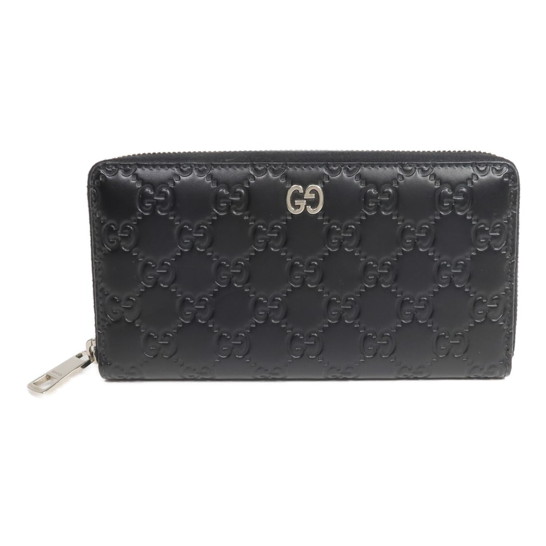 GUCCI 473928 black calfskin long wallet with GG silver tone hardware (1 of 15)