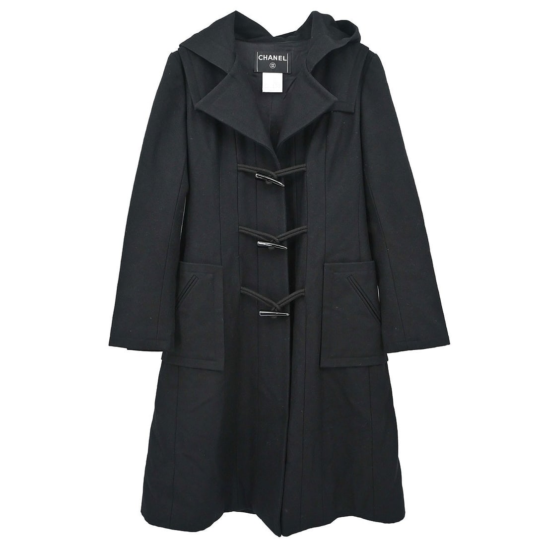 CHANEL 06A Black Wool Hooded Overcoat FR 34 (1 of 18)