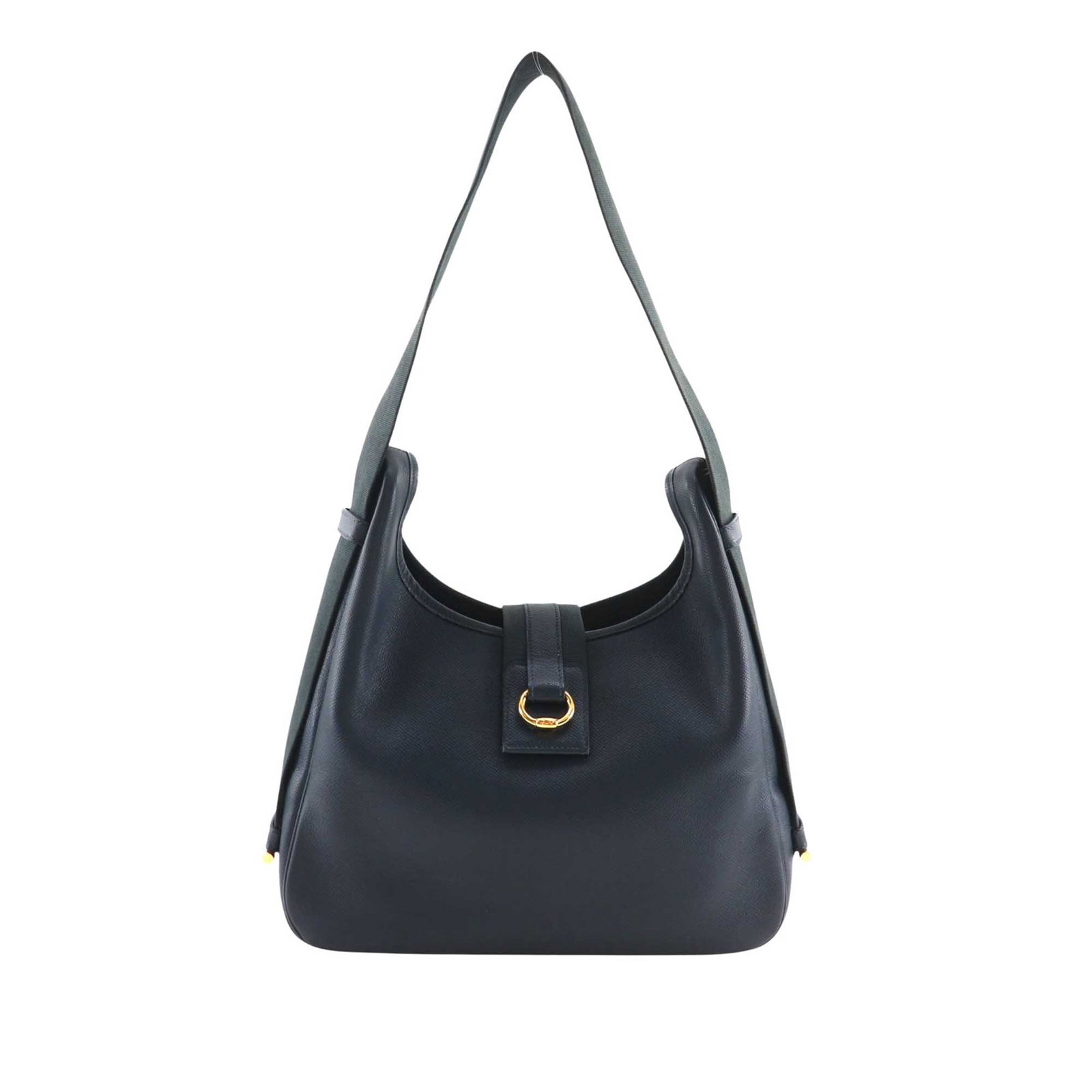 Hermes Courchevel Tsako Leather Shoulder Bag Blue: Hermes Courchevel Tsako Leather Shoulder Bag Blue Hermes Courchevel Tsako bag in blue leather, made in France. It features a flat strap, open top with snap button closure, and interior zip and slip po