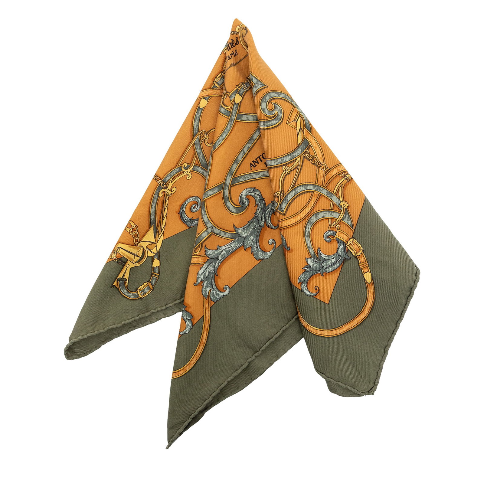 Hermes L Instruction Du Roy 42 Silk Scarf Orange (1 of 9)