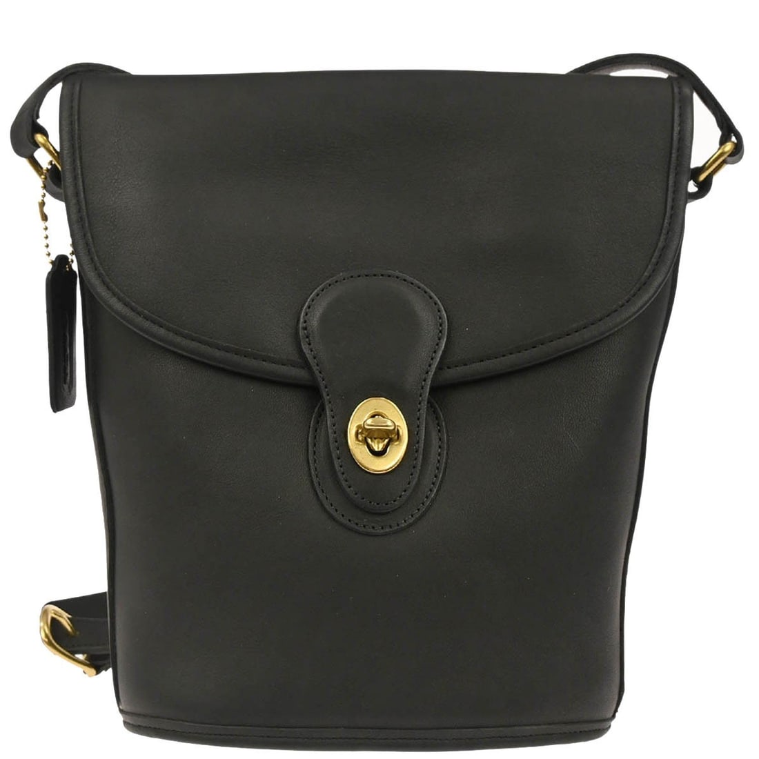Coach F4C-9936 Black Leather Medium Shoulder Bag: Coach F4C-9936 Black Leather Medium Shoulder Bag Coach black leather shoulder bag with a turn-lock closure and medium-size profile. This women's bag features a leather shoulder strap, inner storage po
