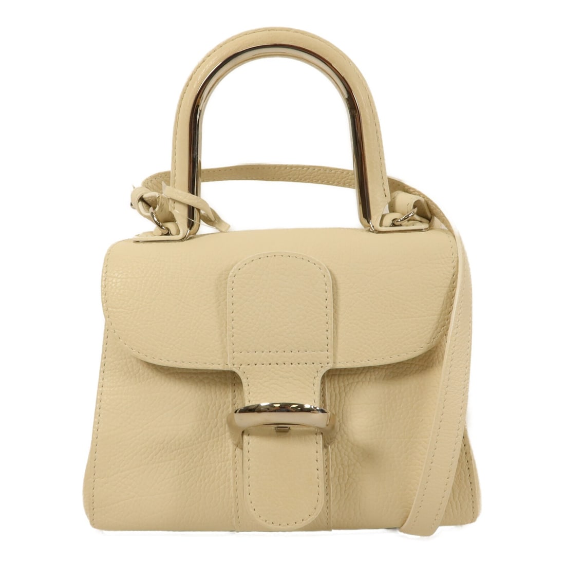 Delvaux Brillant Mini Calfskin 2 Way Shoulder Bag Beige: Delvaux Brillant Mini Calfskin 2 Way Shoulder Bag Beige A Delvaux Brillant Mini 2 Way Shoulder Bag in beige and cream calfskin leather. This bag features a two-way carry design with a handle and shoul