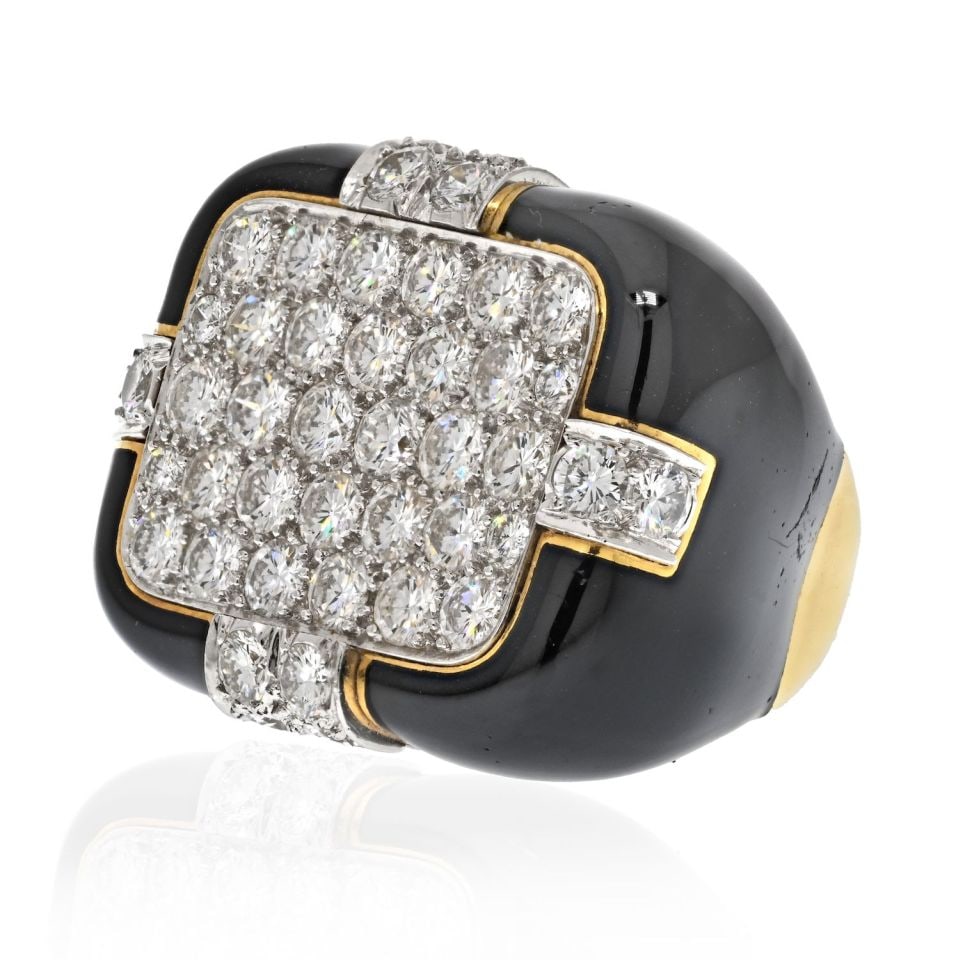 David Webb Checkmate 5.50ct Diamond Ring Platinum & 18K Gold (1 of 1)
