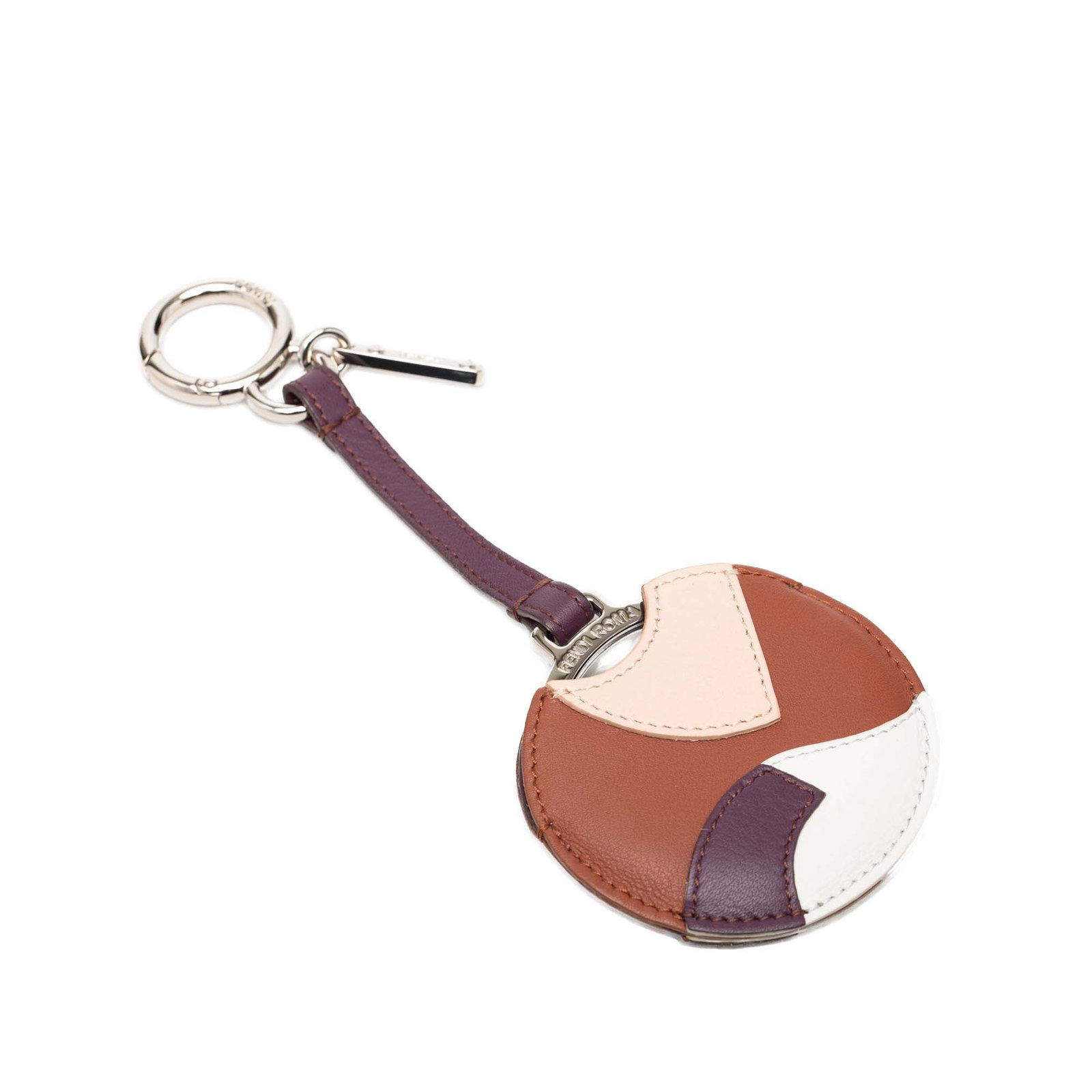Fendi Leather and Silver Tone Mirror Keychain Accessory (1 of 5)
