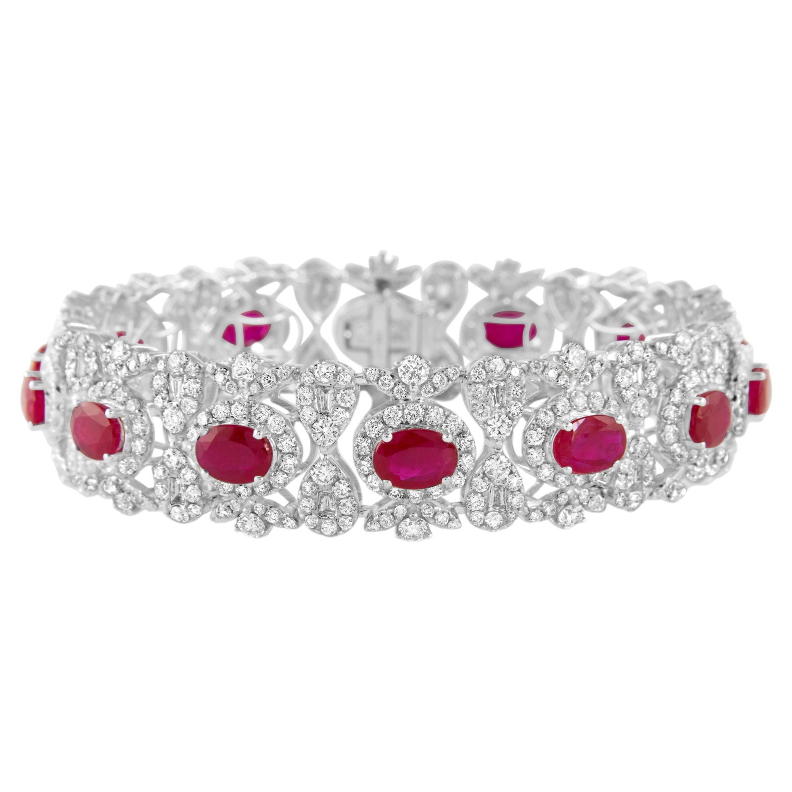 18k White Gold Ruby Diamond Bracelet 25.20ct (1 of 4)