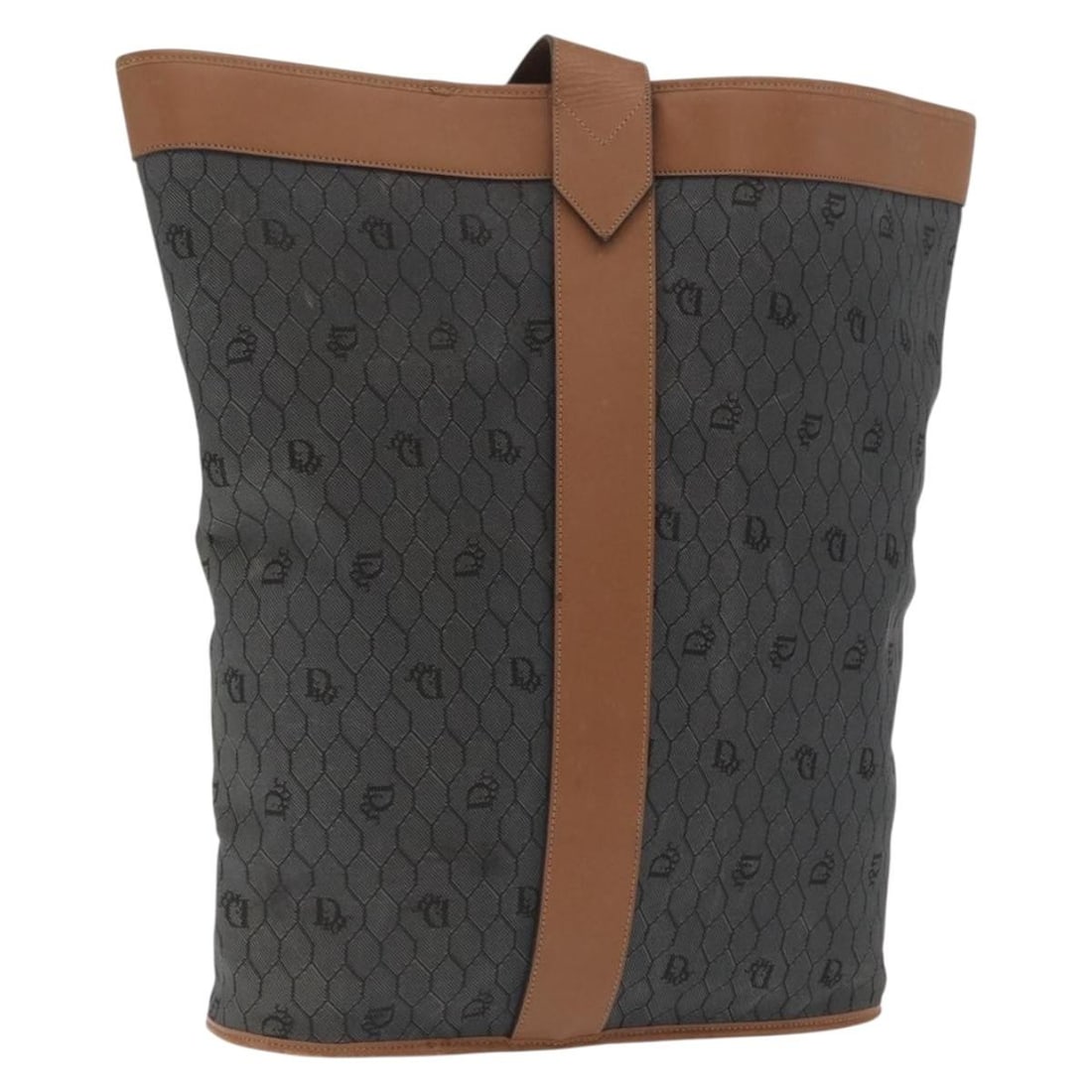 Christian Dior Honeycomb Canvas PVC Leather Tote Black Gold: Christian Dior Honeycomb Canvas PVC Leather Tote Black Gold A Christian Dior tote bag in black and gold, made from PVC leather and honeycomb canvas. It features a structured tote style with approximat