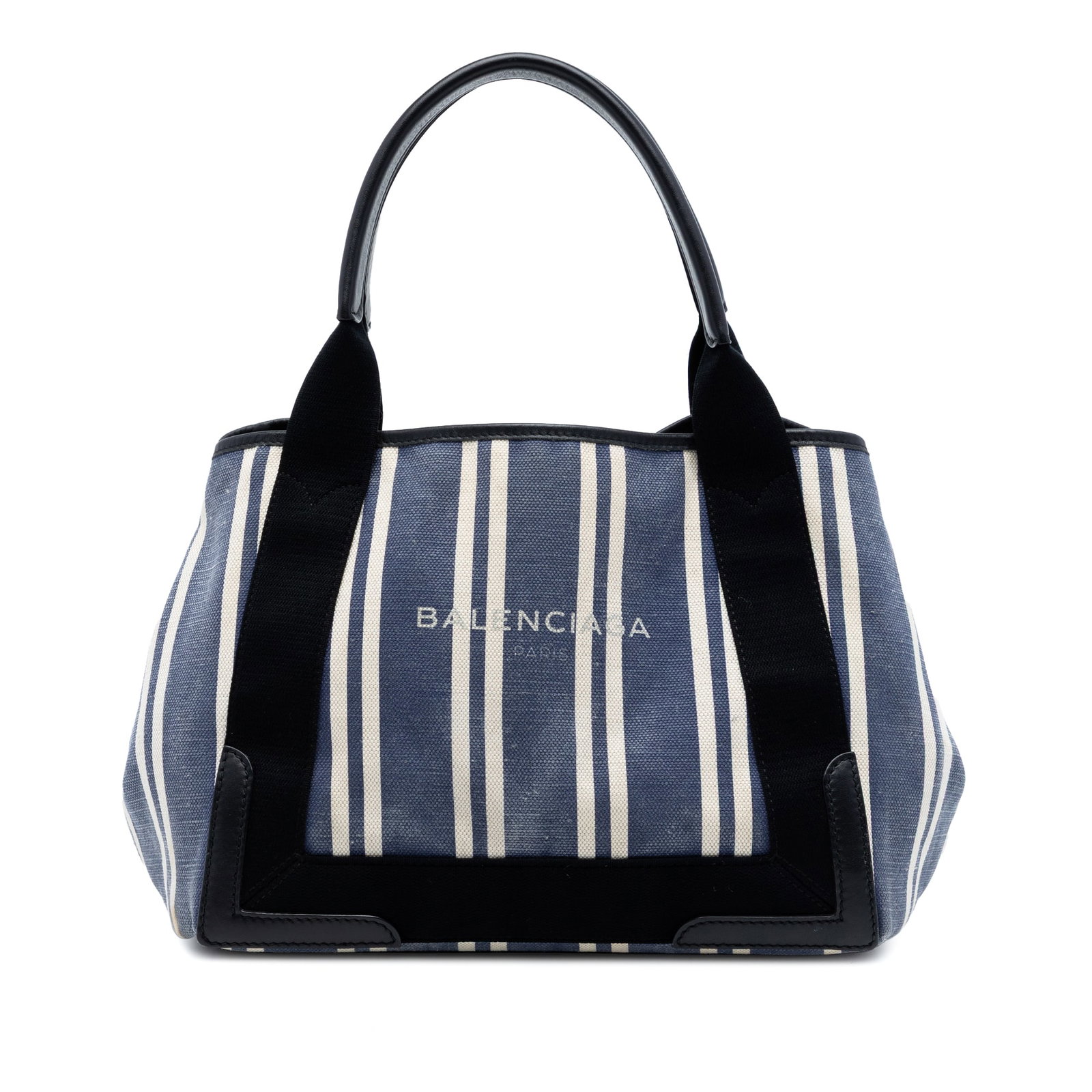 Balenciaga blue striped Cabas S canvas tote with pouch (1 of 7)
