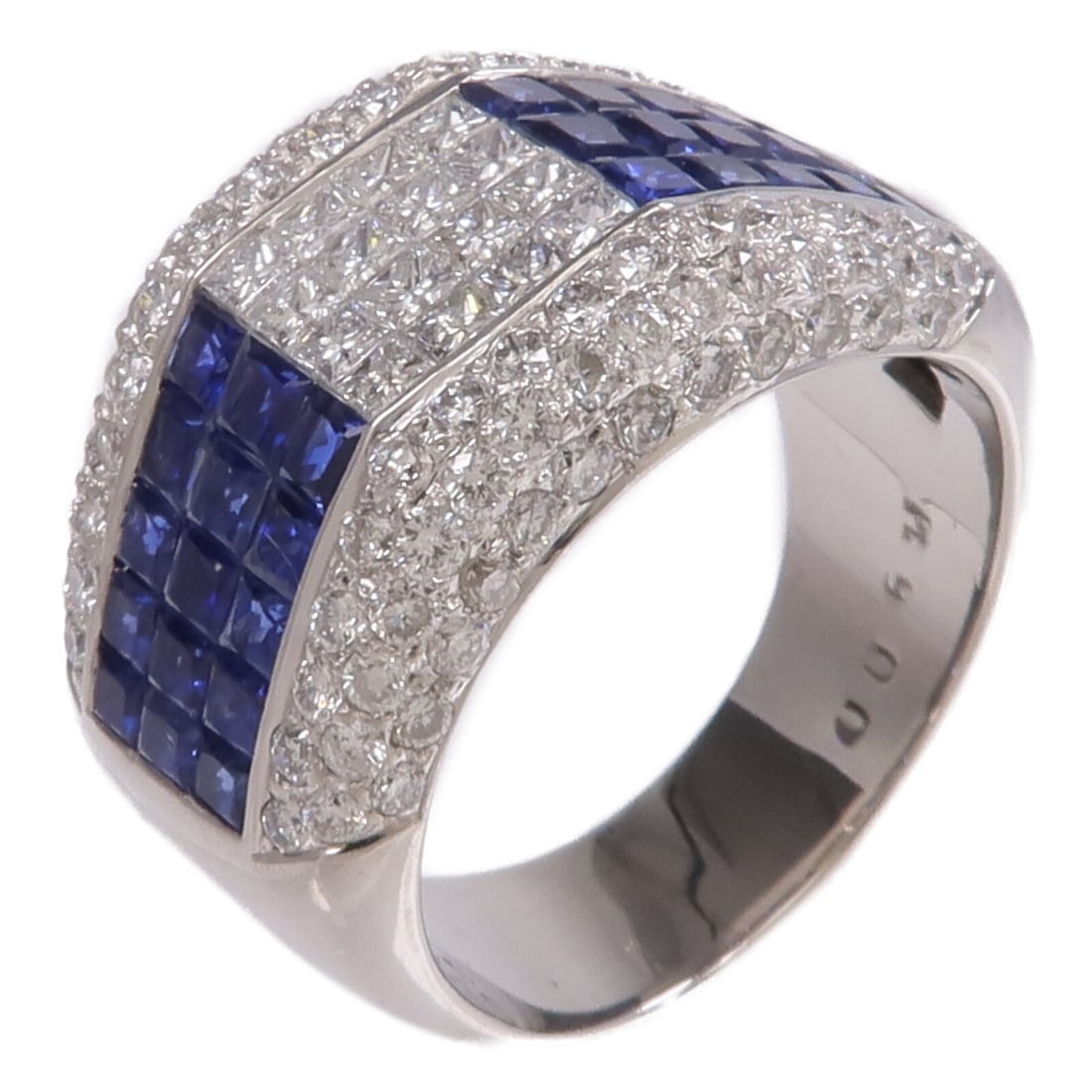Pt900 Platinum Sapphire Diamond Ring US Size 6.5: Pt900 Platinum Sapphire Diamond Ring US Size 6.5 A women's ring featuring sapphire and diamond set in Pt900 platinum. The design is described in blue and clear tones, with a ring size of 6.5. Conditio