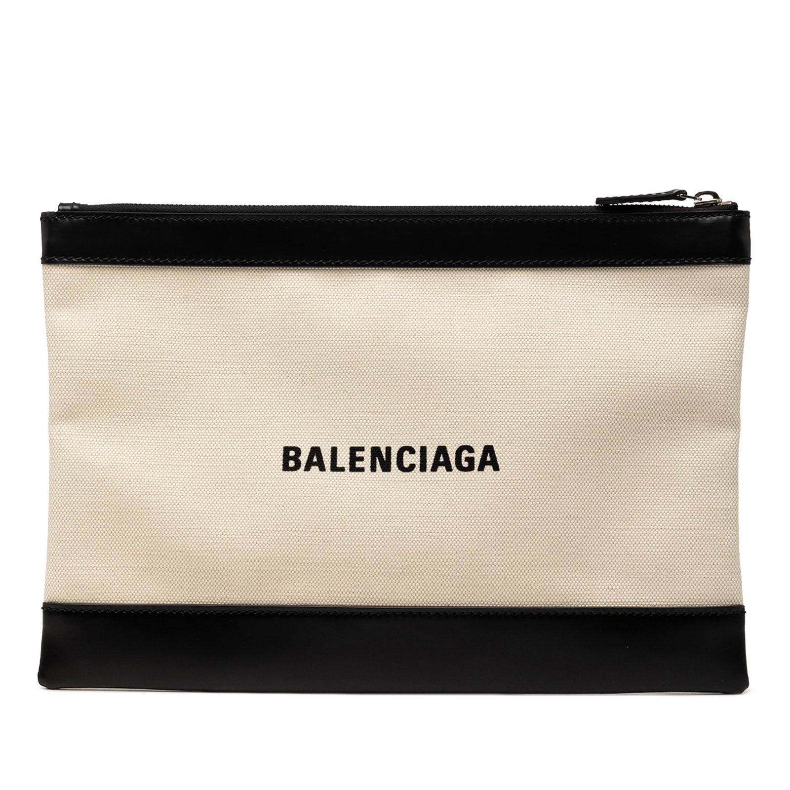 Balenciaga Navy Clip M Canvas Clutch with Leather Trim (1 of 8)