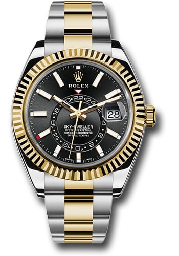 Rolex SkyDweller Black Dial Oyster Bracelet Ref 326933 2019: Rolex SkyDweller Black Dial Oyster Bracelet Ref 326933 2019 This Rolex Sky-Dweller features a black dial and is fitted with an Oyster bracelet. The watch is identified by reference number 326933 and c