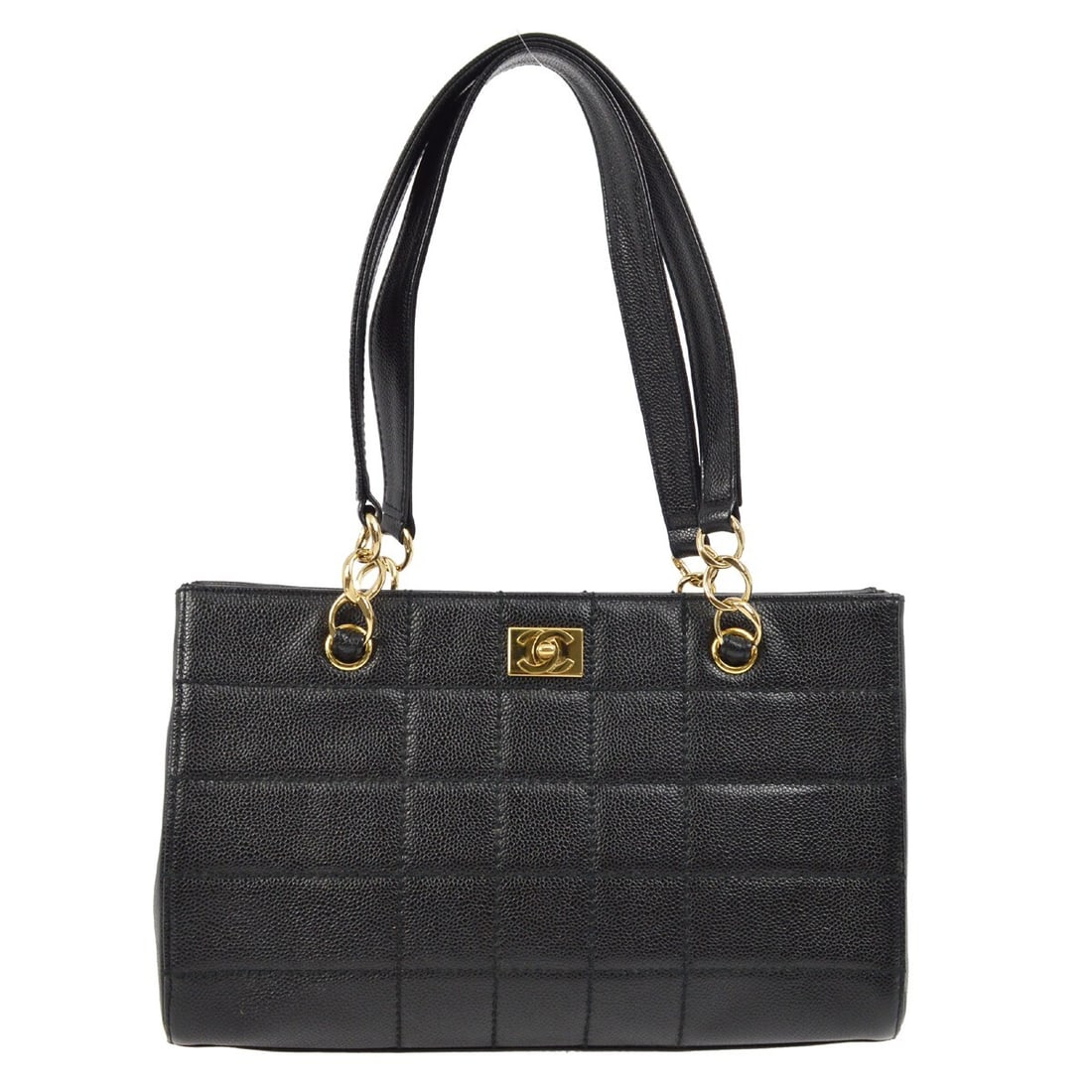 CHANEL Wild Stitch Choco Bar Caviar Leather Top Handle Bag Black (1 of 8)