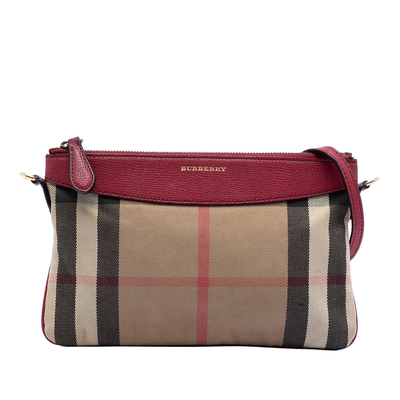 Burberry Peyton Crossbody Bag with House Check Canvas and Leather Trim: Burberry Peyton Crossbody Bag with House Check Canvas and Leather Trim This Burberry Peyton crossbody bag features the signature house check canvas with leather trim. It is designed with a detachable 