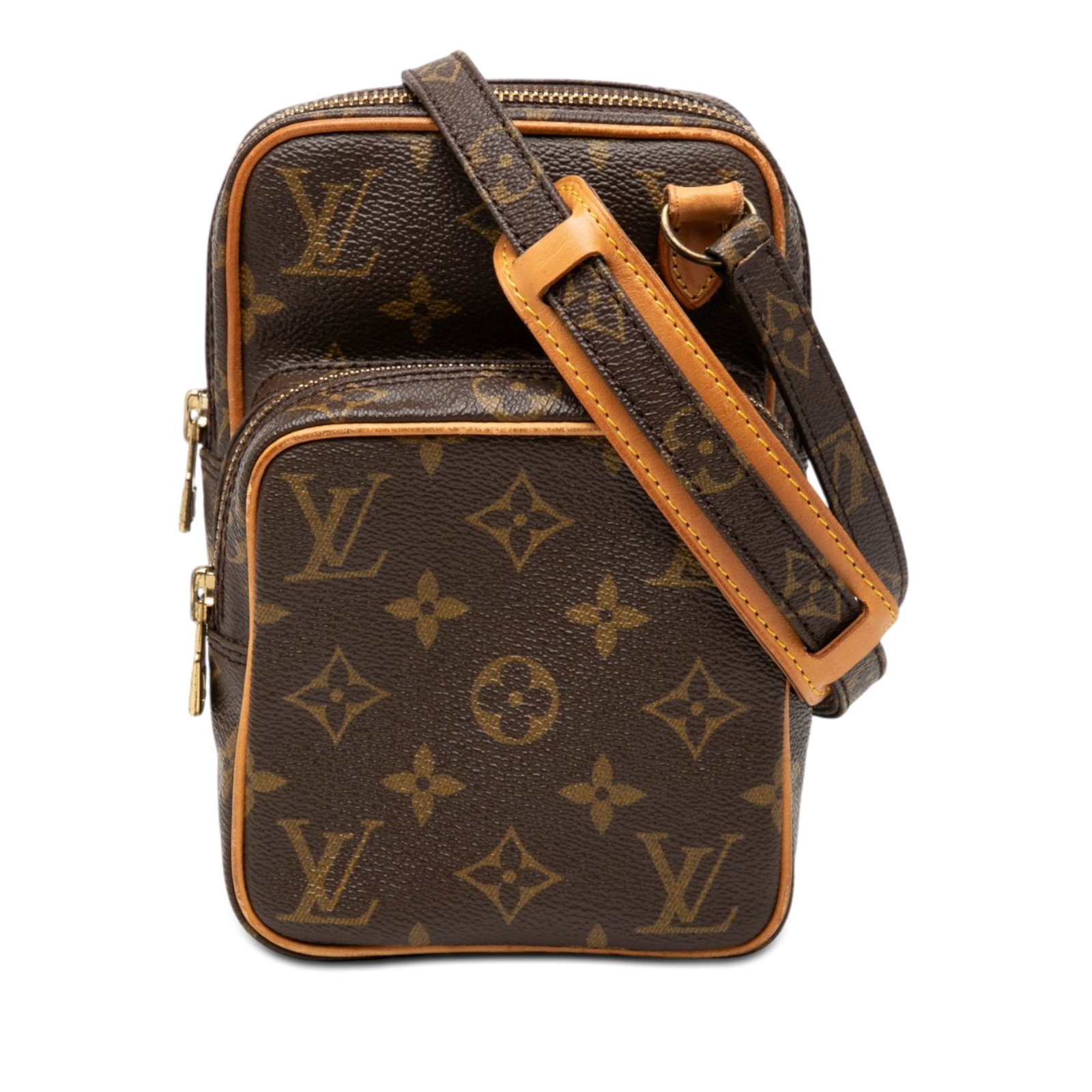 Louis Vuitton Mini Amazone Monogram Canvas Crossbody Bag: Louis Vuitton Mini Amazone Monogram Canvas Crossbody Bag Louis Vuitton Monogram Mini Amazone bag made in France. It features a monogram canvas body with vachetta leather trim, an adjustable flat shoul