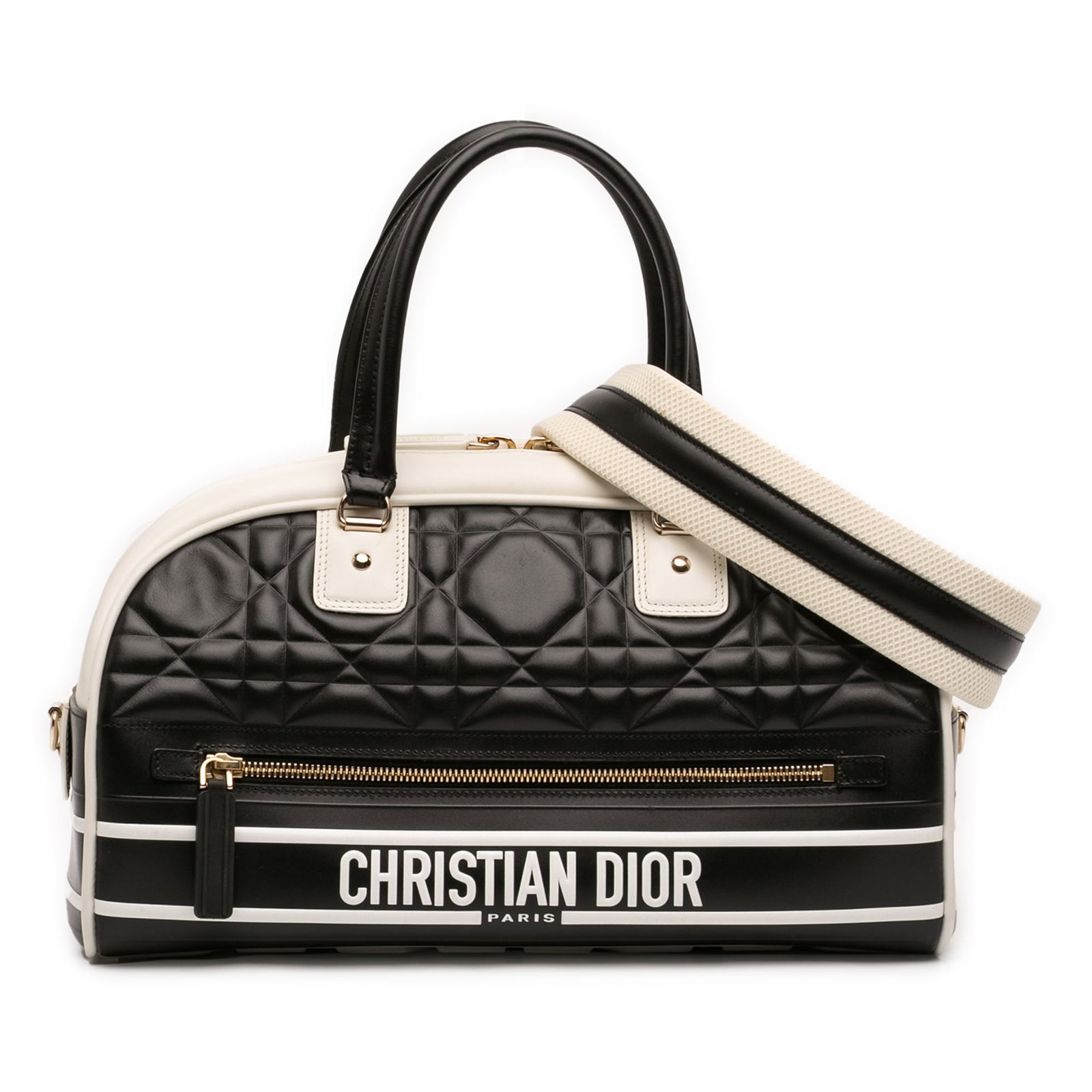 Dior Vibe Medium Black Leather Cannage Bowling Bag (1 of 9)