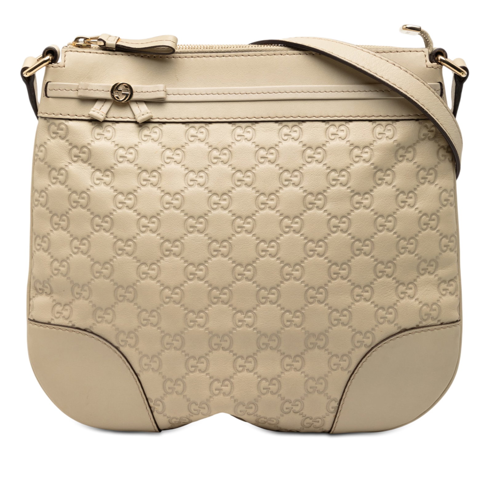 Gucci Mayfair Beige Leather Embossed Crossbody Shoulder Bag: Gucci Mayfair Beige Leather Embossed Crossbody Shoulder Bag The Guccissima Mayfair Crossbody is crafted from embossed leather in a beige hue and features a flat leather shoulder strap, a top zip closu