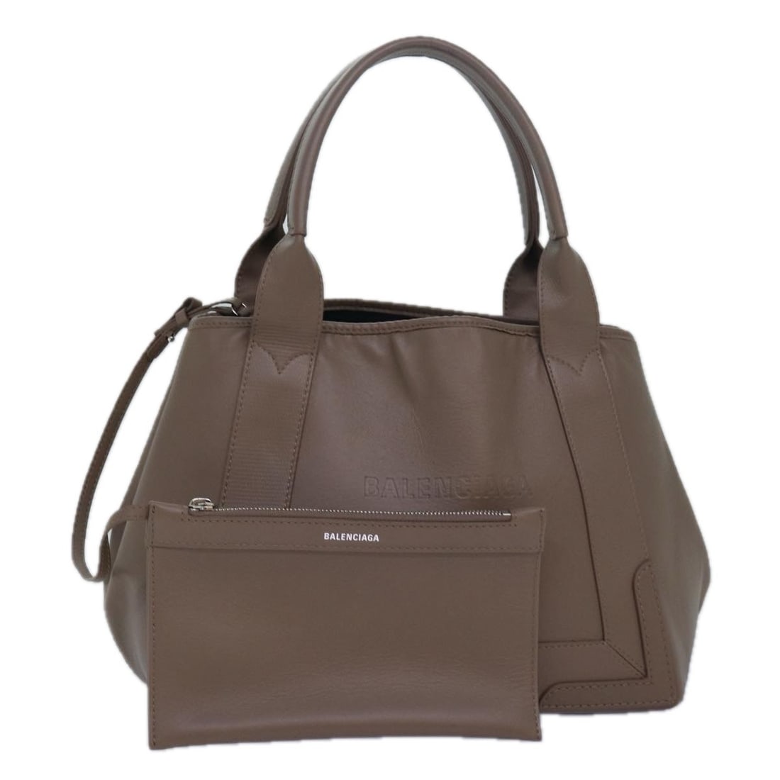 Balenciaga 339933 Navy Cabas Gray Leather Tote Handbag